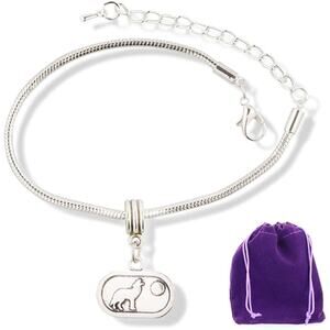 Wolf Bracelet - Wolf Howling at Moon Stainless Steel